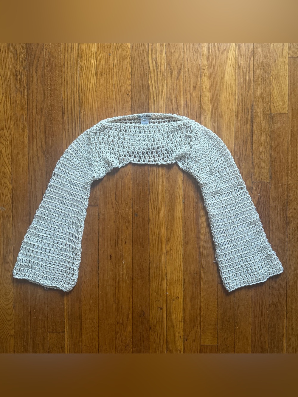 Fashion Nova Cream Open-Knit Shrug